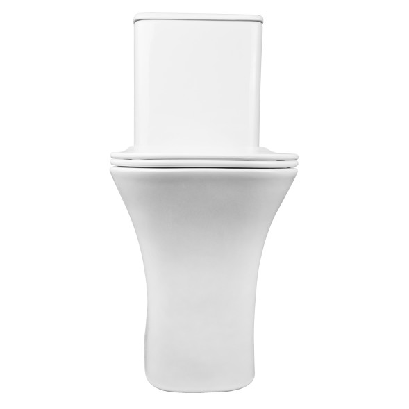 Унитаз-компакт Azario FRETTA SQUARE 650х340х790 напольный, безободковый с бачком и сиденьем микролифт (AZ-5121)