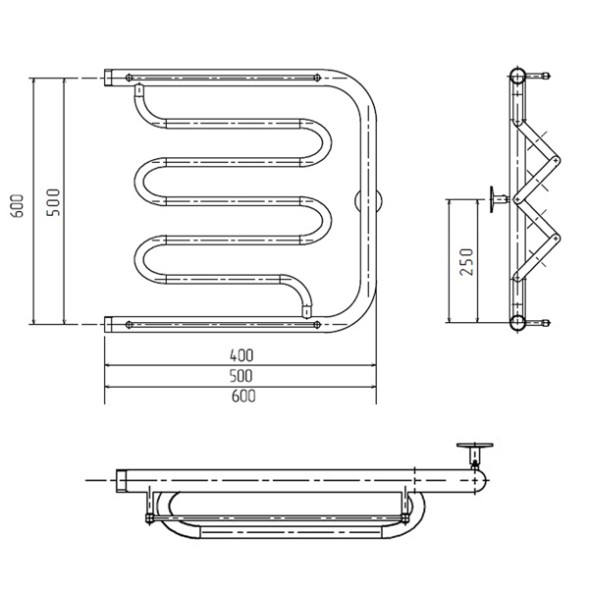 Полотенцесушитель ТРУГОР ПМ 2 50х60 1&amp;quot; ПОЛКА ФОКСТРОТ-2 - 00000111 
