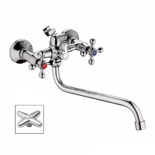 Смеситель для ванны и раковины 1/2 кер L2320 Ledeme  КРЕСТ катридж.перекл., латунь - L2320 