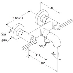 Смеситель для ванны Kludi Nova Fonte Puristic керамеческие кран-буксы, белый матовый (205405315)