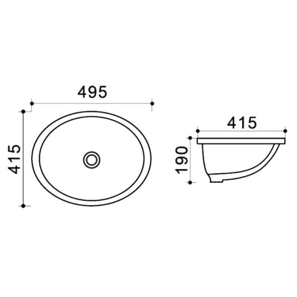 Раковина Azario 49,5х41,5х19 овальная, встраиваемая снизу, белая  (AZ908-20)