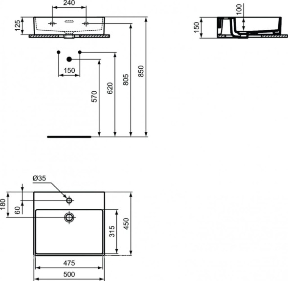 Раковина-чаша Ideal Standard Extra 50 Евробелая (T372601)