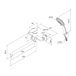 Смеситель для ванны и раковины 35к Milardo RORSB00M10 &amp;quot;Rora&amp;quot; с душ. аксессуарами, ХРОМ - RORSB00M10 