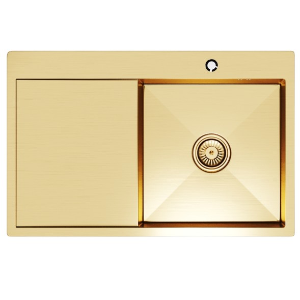 Мойка настол.монтаж 78х50 (3,0) прав. вып 3 1/2  MIXLINE PRO 20см с сифоном (золото) - 552919 
