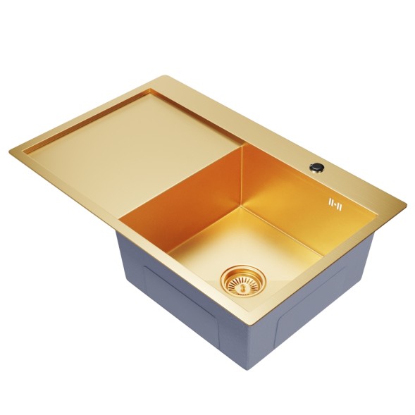 Мойка настол.монтаж 78х50 (3,0) прав. вып 3 1/2  MIXLINE PRO 20см с сифоном (золото) - 552919 