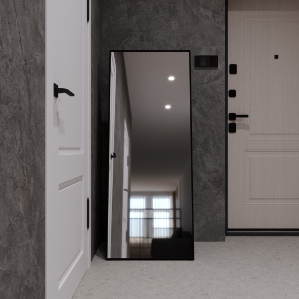 Зеркало MIXLINE &amp;quot;Графика&amp;quot; 600*1500 (ШВ) напольное, алюминиевый профиль ЧЕРНЫЙ - MLZ.Graf.black.6-15 