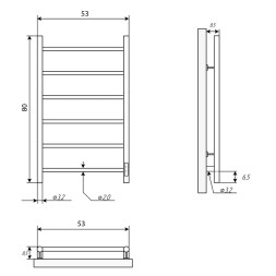 Полотенцесушитель электрический Двин J Neo 80/50 1"-1/2" полированный (4657763844837)