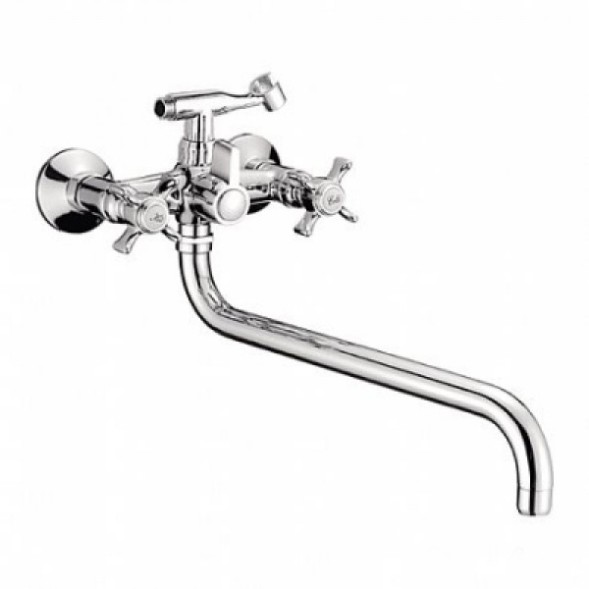 Смеситель для ванны и раковины 1/2 кер L2611 Ledeme  КРЕСТ катридж.перекл., лит.излив, силумин - L2611 