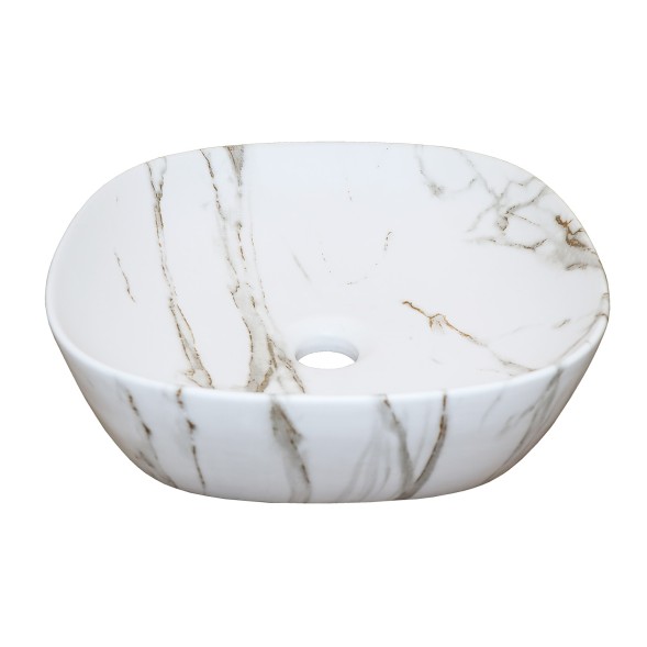 Раковина-чаша Azario 370x370x115 накладная, округлая, светлый мрамор (AZ-2184+M845)