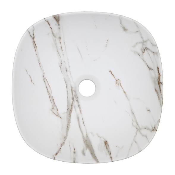 Раковина-чаша Azario 370x370x115 накладная, округлая, светлый мрамор (AZ-2184+M845)
