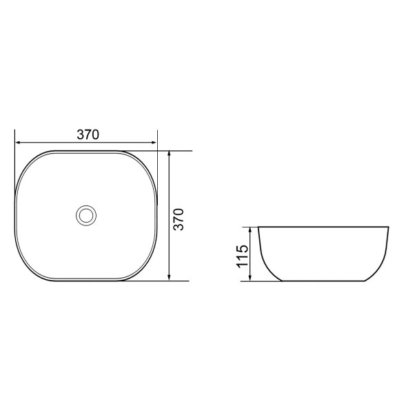Раковина-чаша Azario 370x370x115 накладная, округлая, светлый мрамор (AZ-2184+M845)