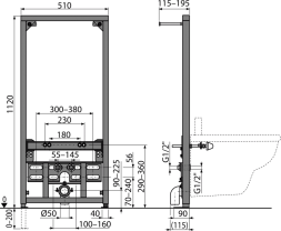 Инсталляция Alca plast для биде, черный (A105/1120)