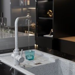 Смеситель для кухни 35к MIXLINE ML-GS13 (310) серый с вых. для питьевого фильтра - ML-GS13 (310) 