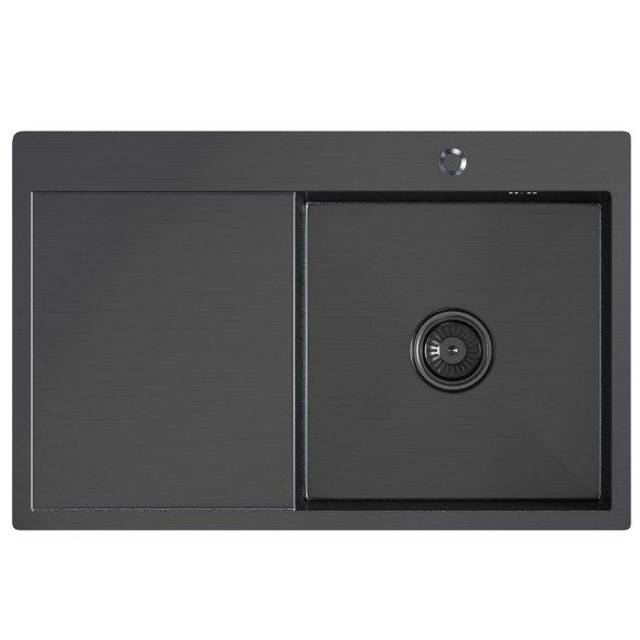 Мойка настол.монтаж 78х50 (3,0) прав. вып 3 1/2  MIXLINE PRO 20см с сифоном (черный графит) - 552923 