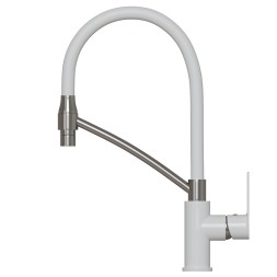 Смеситель для кухни 35k MIXLINE ML33-108 &amp;quot;City White&amp;quot; гибкий излив боковая ручка БЕЛЫЙ/ХРОМ - ML33-108 