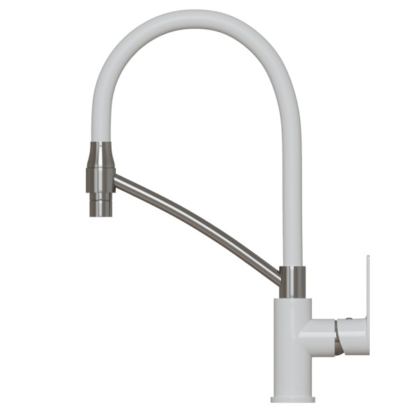 Смеситель для кухни 35k MIXLINE ML33-108 &amp;quot;City White&amp;quot; гибкий излив боковая ручка БЕЛЫЙ/ХРОМ - ML33-108 