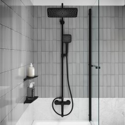 Душевая система 35к IDDIS PARBL3Fi06 "Parker" лейка "Тропический душ" ЧЕРНЫЙ матовый - PARBL3Fi06