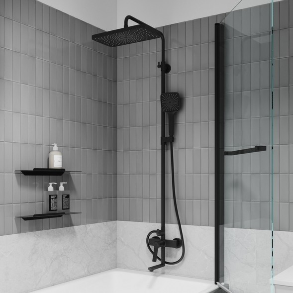 Душевая система 35к IDDIS PARBL3Fi06 &amp;quot;Parker&amp;quot; лейка &amp;quot;Тропический душ&amp;quot; ЧЕРНЫЙ матовый - PARBL3Fi06 