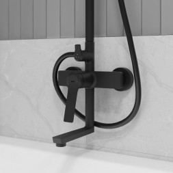 Душевая система 35к IDDIS PARBL3Fi06 "Parker" лейка "Тропический душ" ЧЕРНЫЙ матовый - PARBL3Fi06