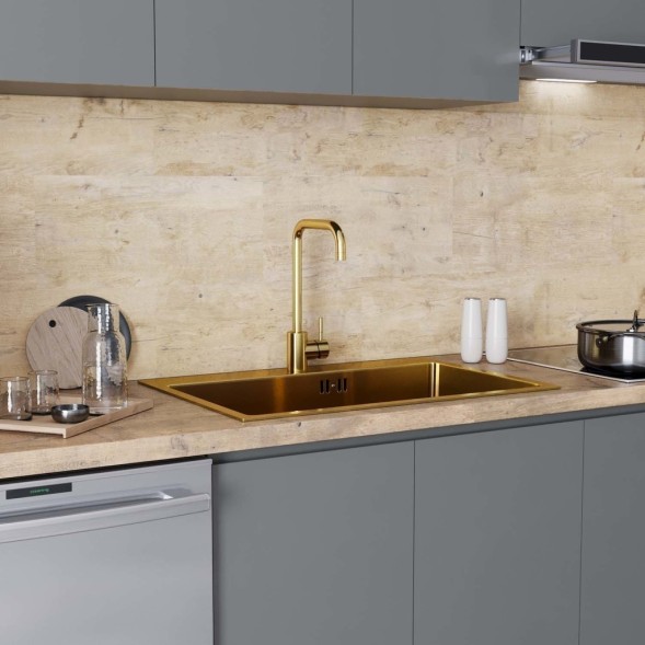 Смеситель для кухни 35k MIXLINE MLSS-0301G трубчатый излив, ЗОЛОТО - MLSS-0301G 