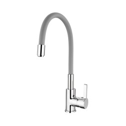 Смеситель для кухни 35к L4898-9 Ledeme силиконовый излив Серый+хром, латунь - L4898-9