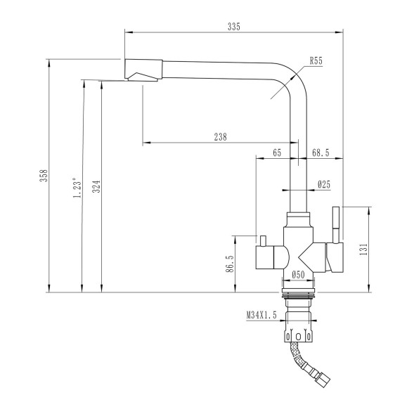 Смеситель для кухни 35к MIXLINE ML-GS13 (328) бежевый с вых. для питьевого фильтра - ML-GS13 (328) 