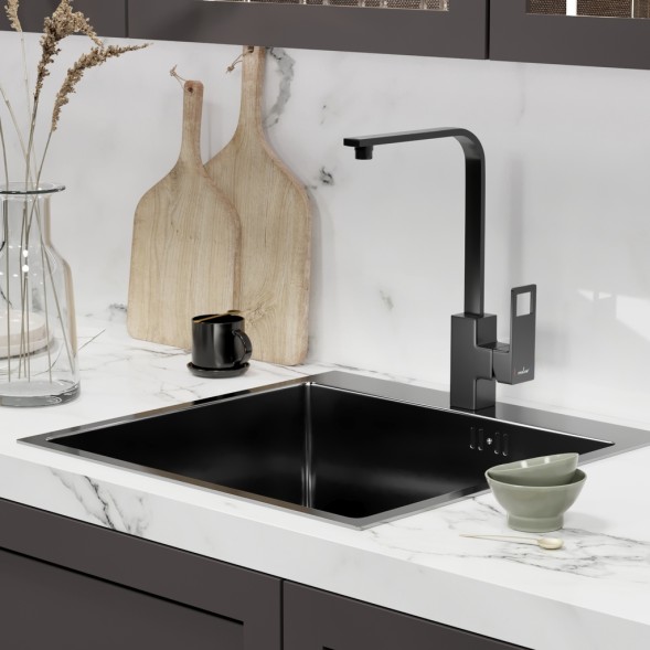 Смеситель для кухни 35k MIXLINE ML34-032 &amp;quot;Solo Black&amp;quot; высокий излив, боковая ручка ЧЕРНЫЙ - ML34-032 