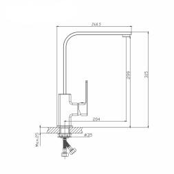 Смеситель для кухни 35k MIXLINE ML34-032 &amp;quot;Solo Black&amp;quot; высокий излив, боковая ручка ЧЕРНЫЙ - ML34-032 