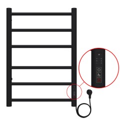 Полотенцесушитель электрический AZARIO PARMA 400/600 6 секций, диммер справа, черный (AZ10846B)