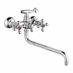 Смеситель для ванны и раковины 1/2 кер L2619-2 Ledeme КРЕСТ шар.перекл., лит.излив, силумин - L2619-2