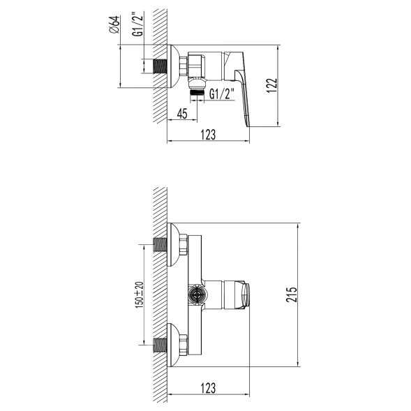Смеситель для душа Azario ELVIS с ручным душем, керамический картридж, черный матовый (AZ-WWK338155PA)