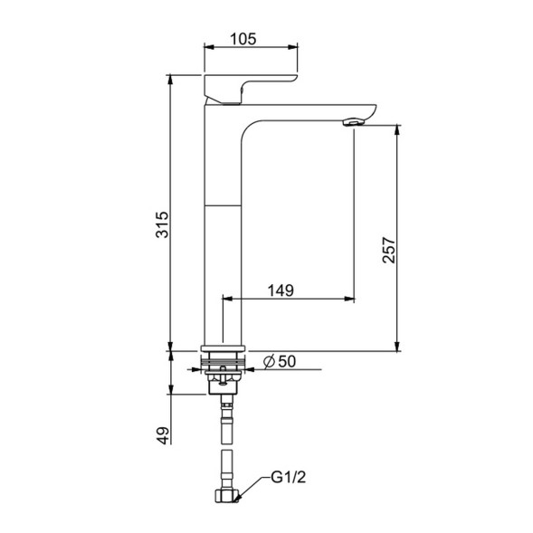 Смеситель для раковины 35к G1048-2 GAPPO высокий, литой, п/гайку, БЕЛЫЙ-ХРОМ - G1048-2 