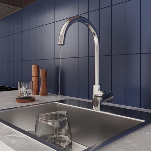 Смеситель для кухни 35к Milardo RORSBFJM05 &amp;quot;Rora&amp;quot; с вых. для пит. фильтра, выс. пов. излив, ХРОМ - RORSBFJM05 