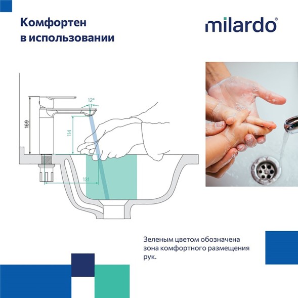 Смеситель для раковины 35к Milardo MAZBL00M01 &amp;quot;Maze&amp;quot; нерж. сталь, литой, п/гайку, ЧЕРНЫЙ матовый - MAZBL00M01 