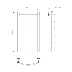 Полотенцесушитель MIXLINE CAPELLA  80х40 (1/2&amp;#039;&amp;#039; ВР, 6 перекладин) водяной - ML-556267 