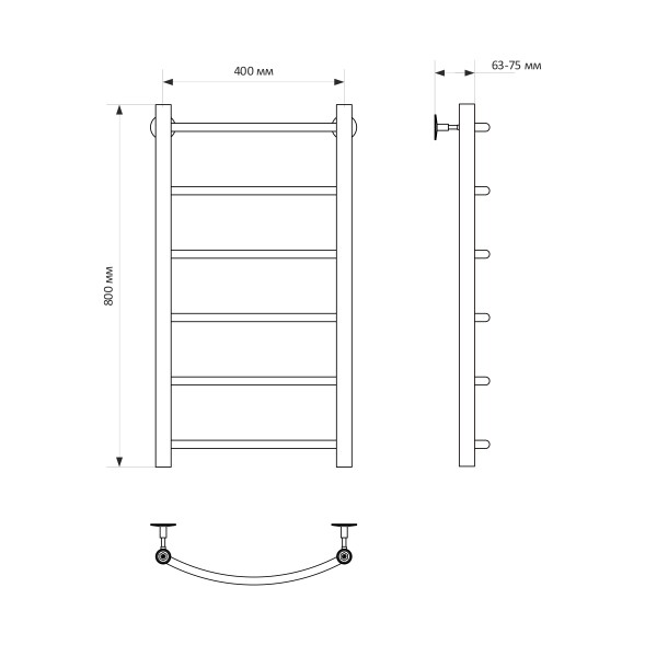 Полотенцесушитель MIXLINE CAPELLA  80х40 (1/2&amp;#039;&amp;#039; ВР, 6 перекладин) водяной - ML-556267 