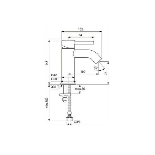 Смеситель для умывальника Ideal SCERALINE, система монтажа EASY-FIX