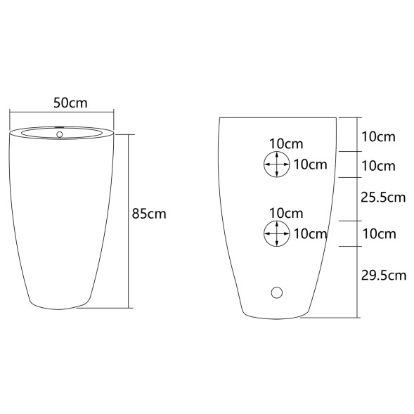 Раковина напольная Azario COMELLA 500х500х830 отдельностоящая круглая, черный матовый (AZ-311MB)