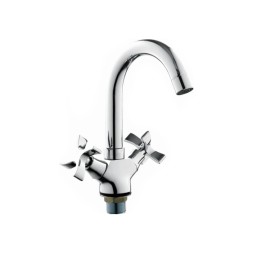 Смеситель для раковины 1/2 кер L1122-2 Ledeme высокий пов. излив, п/гайку, ХРОМ - L1122-2