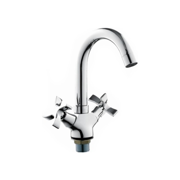 Смеситель для раковины 1/2 кер L1122-2 Ledeme высокий пов. излив, п/гайку, ХРОМ - L1122-2 