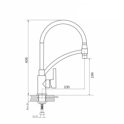 Смеситель для кухни 35к MIXLINE ML26-10 "Life" гибкий излив, б/отв, боковая ручка - ML26-10