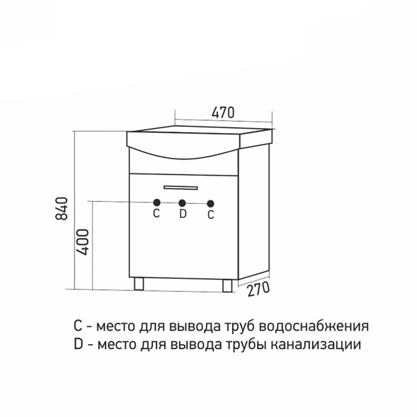 Тумба д/ванной &amp;quot;АлАн-47&amp;quot; венге/дуб молочный, правая под раковину Дора-47 (ОК) (ЛДСП) - 523161 