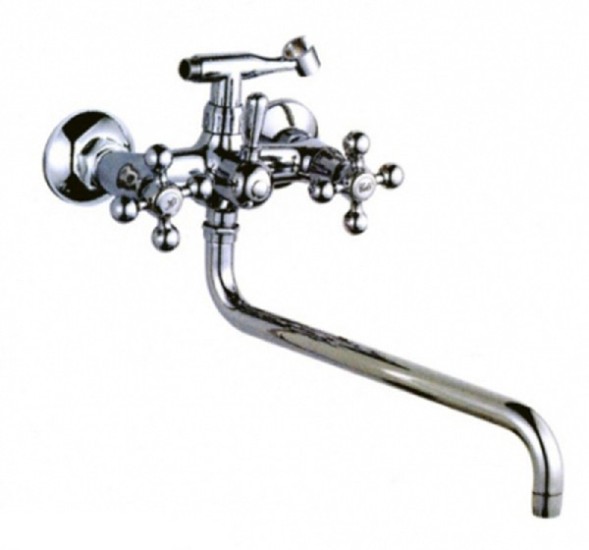 Смеситель для ванны и раковины 1/2 кер L2619 Ledeme КРЕСТ лит нос, силумин - L2619 