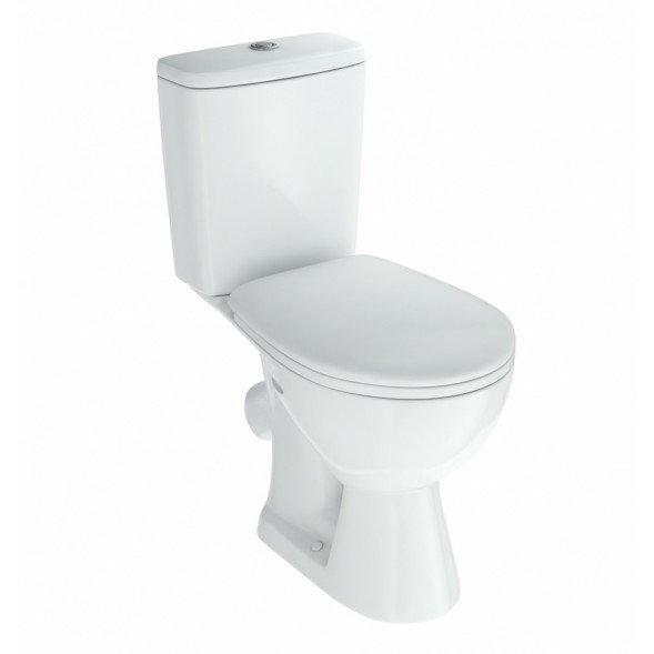 Унитаз-компакт &amp;quot;Уют&amp;quot; белый (косой, нижн, сид полип, 2-кн арм) (Rosa) - 4630055558384 