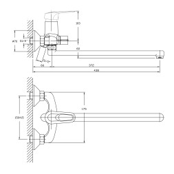 Смеситель для ванны и раковины 35к HB2237 HAIBA див корп L-нос - HB2237 