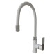 Смеситель для кухни 35к MIXLINE ML33-098 &amp;quot;City White&amp;quot; гибкий излив, б/отв, боковая ручка БЕЛЫЙ/ХРОМ - ML33-098 