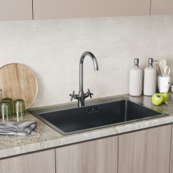 Смеситель для кухни 1/2 кер. MIXLINE ML38-032 "Graphite" высокий излив ГРАФИТ - ML38-032