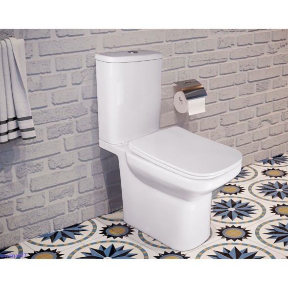 Унитаз-компакт Azario Wandy 350х614х795 напольный, безободковый, с быстросъемным сиденьем микролифт (AZ-56D)