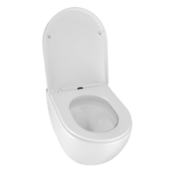 Унитаз подвесной Azario ORMI 490х360х365 безободковый, система смыва Торнадо, с быстросъемным сиденьем микролифт (AZ-0253VD)