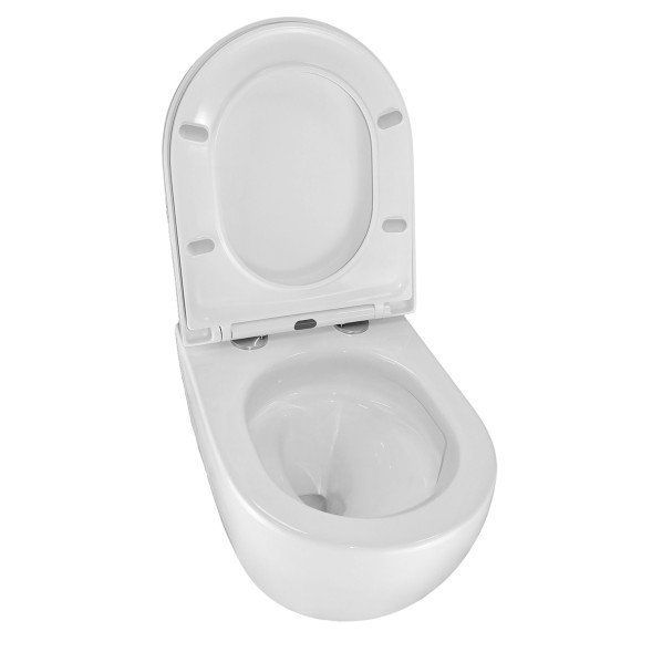 Унитаз подвесной Azario ORMI 490х360х365 безободковый, система смыва Торнадо, с быстросъемным сиденьем микролифт (AZ-0253VD)